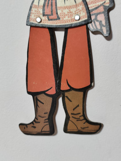 Vtg Cardboard Ornament jumping Jack Russian Folk 36 cm