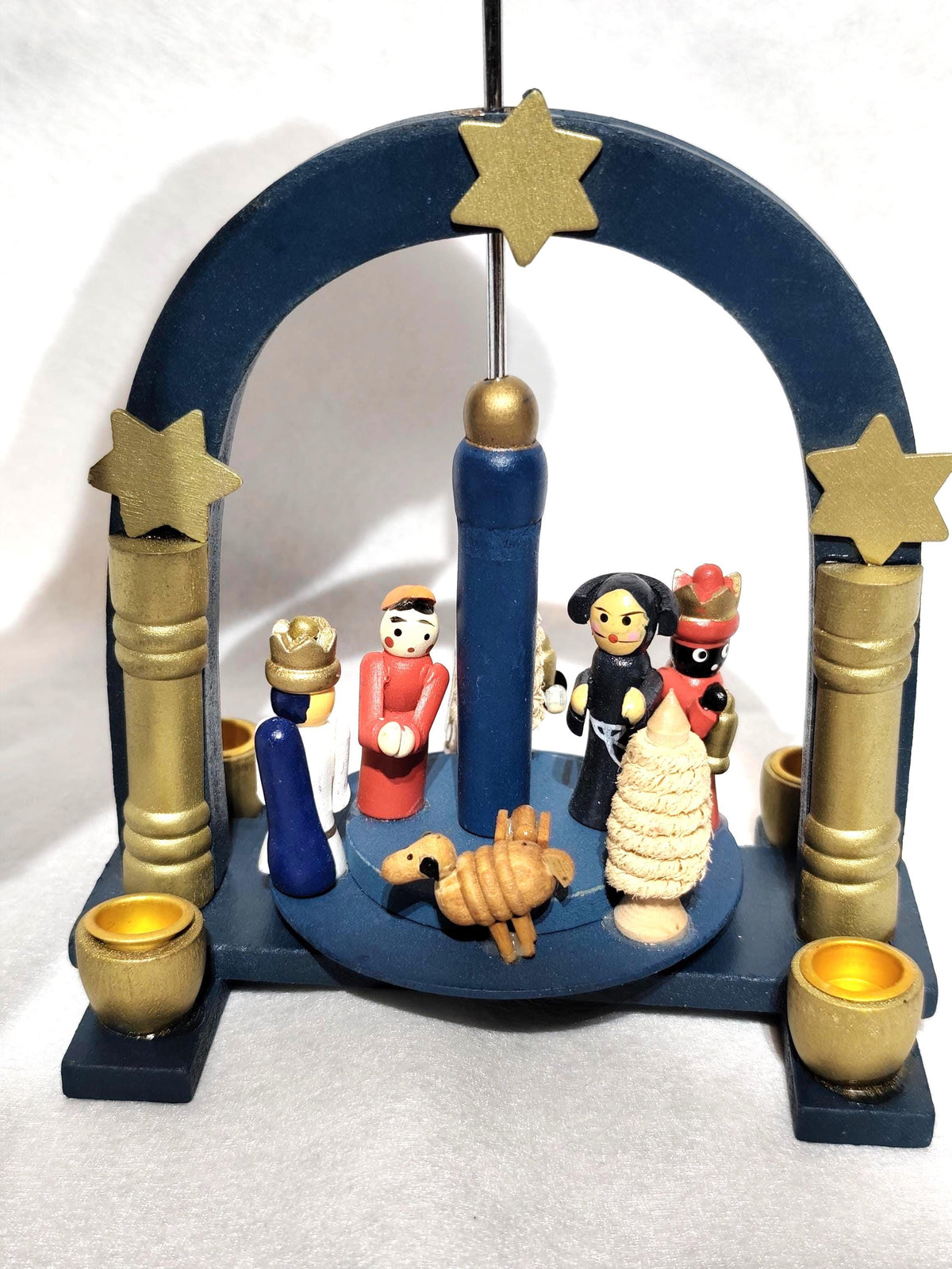 Vtg Christmas Carousel Pyramid 24 cm Nativity Scene Used