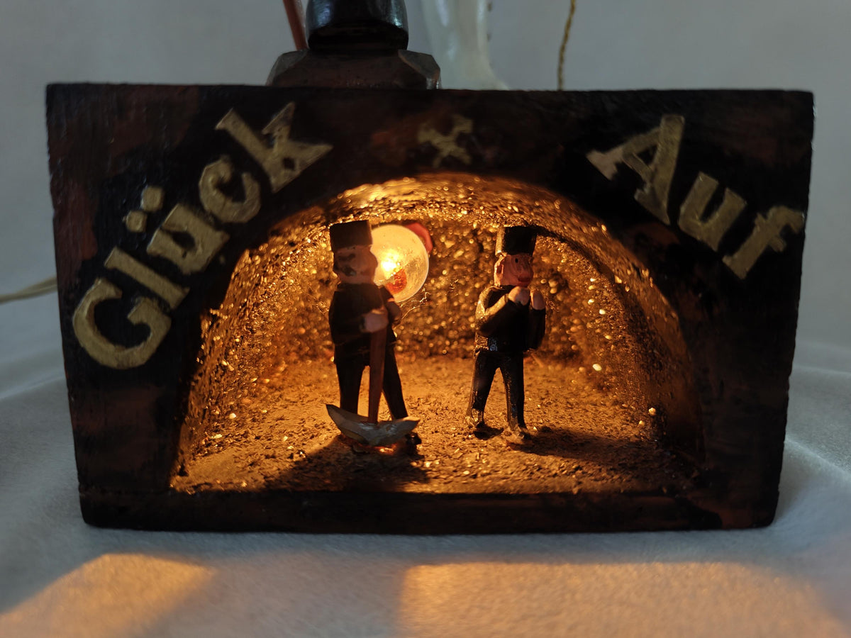Wooden Erzgebirge Miner Gluck Auf Lamp