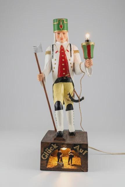 Wooden Erzgebirge Miner Gluck Auf Lamp