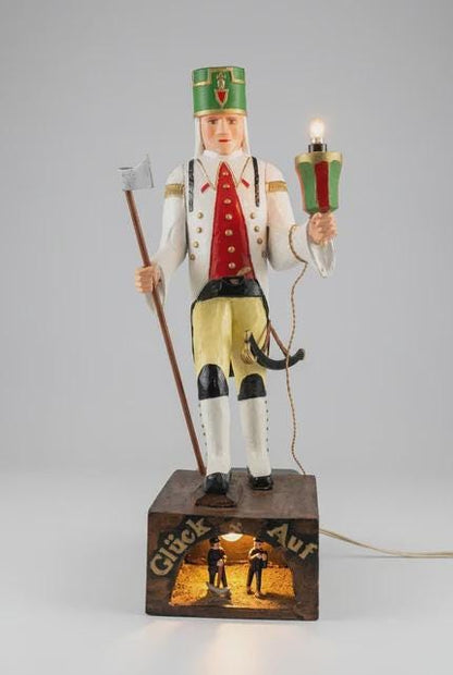 Wooden Erzgebirge Miner Gluck Auf Lamp