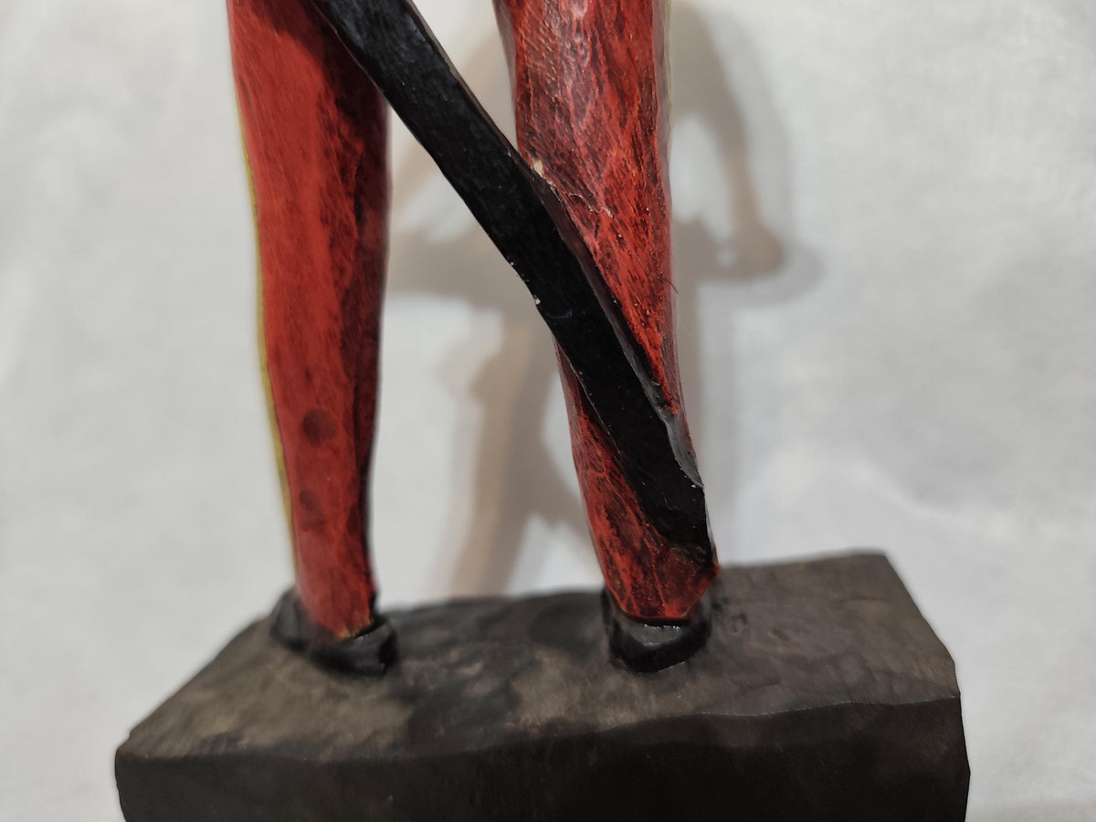 Оld Wooden Figure Belgica 1905 cracked or broken