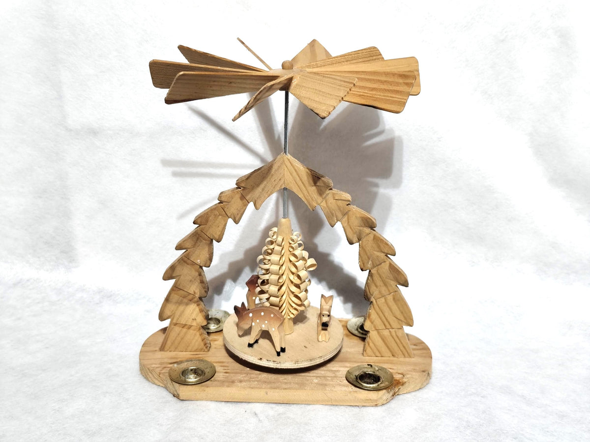 Natural Christmas Carousel Pyramid 22 cm Nativity Scene Used