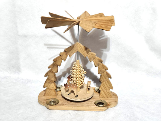 Natural Christmas Carousel Pyramid 22 cm Nativity Scene Used
