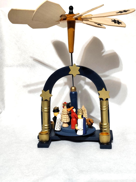 Vtg Christmas Carousel Pyramid 24 cm Nativity Scene Used