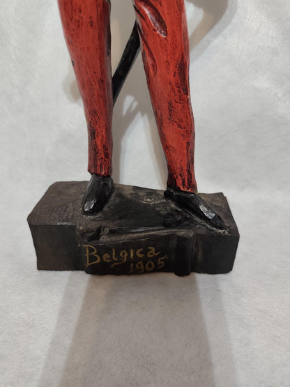 Оld Wooden Figure Belgica 1905 cracked or broken