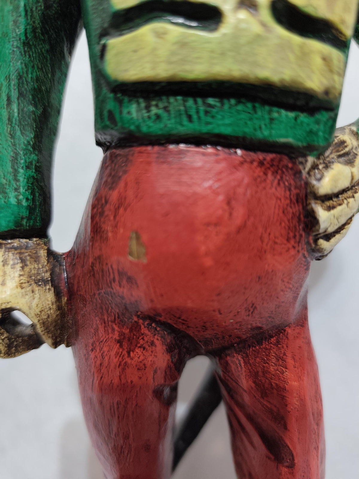 Оld Wooden Figure Belgica 1905 cracked or broken