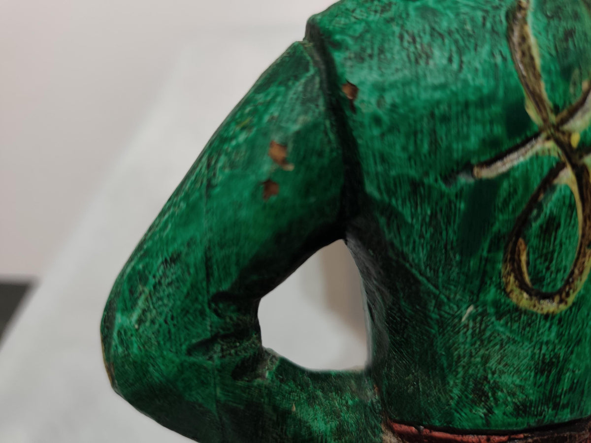 Оld Wooden Figure Belgica 1905 cracked or broken