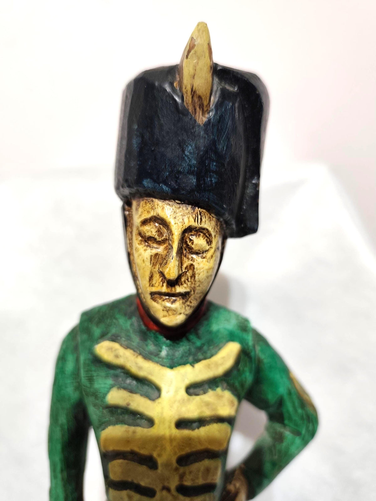Оld Wooden Figure Belgica 1905 cracked or broken