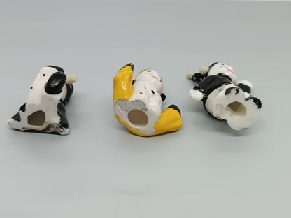 3 Мini Pierrot, Vintage Ceramic miniature harlequin